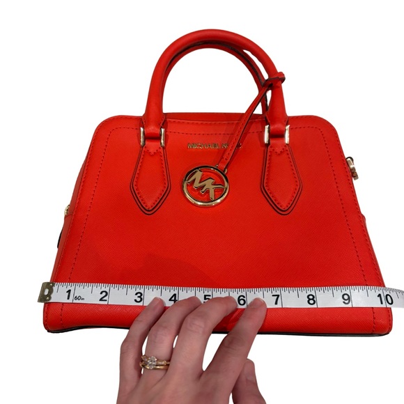 Michael Kors Saffiano Leather Satchel – Red MK Charm - Picture 10 of 13